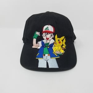 Pokemon 2000 Nintendo Ash Pikachu Black Cap Hat